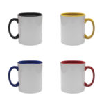 White Ceramic Mugs with Coloured Inner and Handle